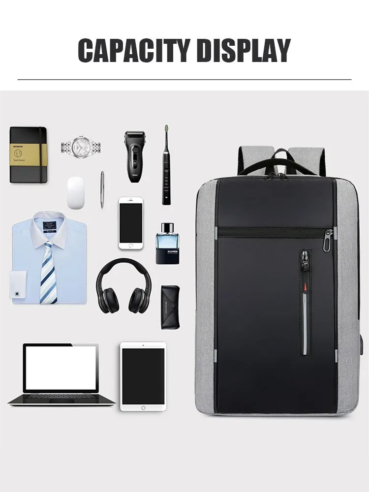 1 Pack 15.6 Inch Men's Business Computer Bag Multi-pocket High-capacity Usb Charging Work Commuting Backpack