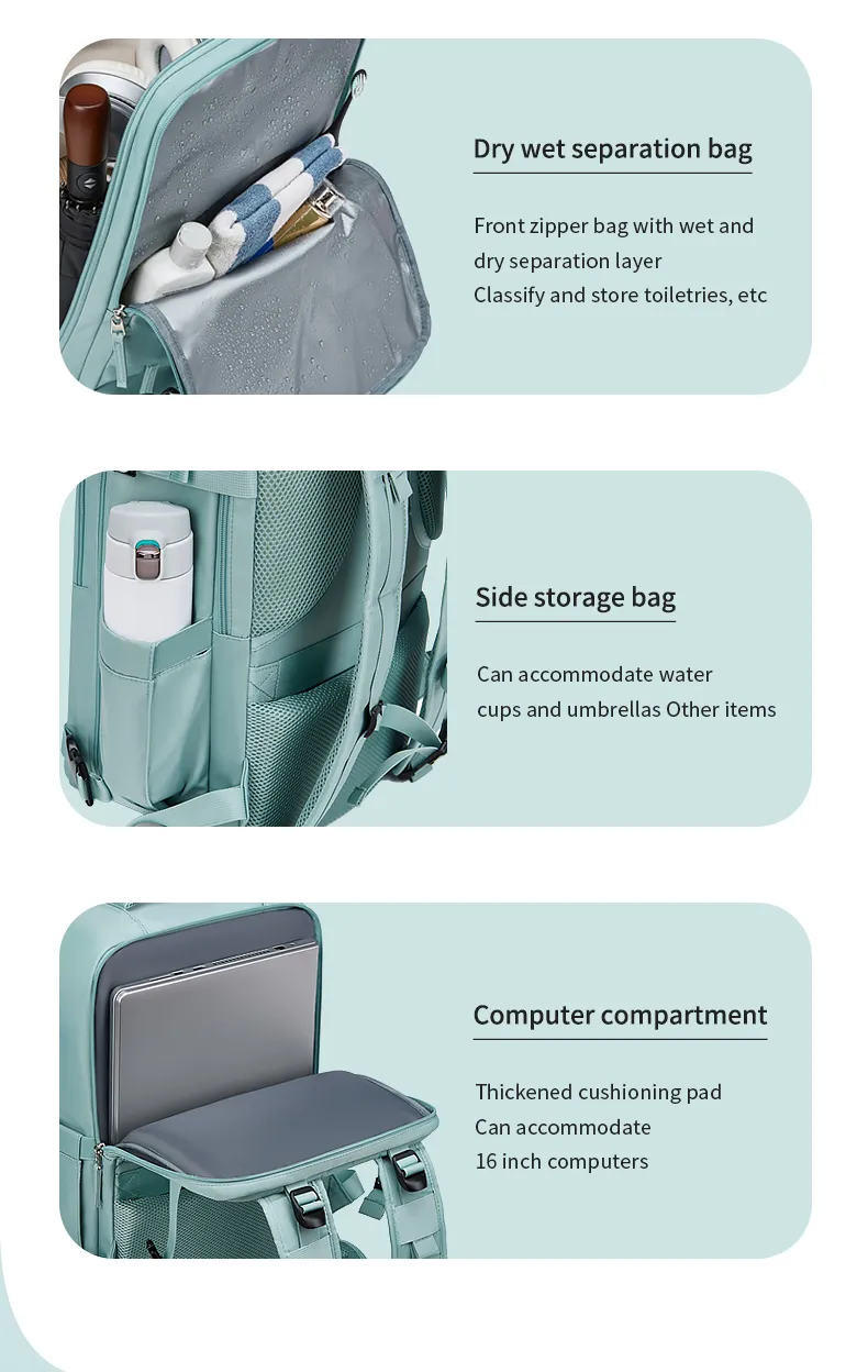 Women Laptop Backpack 15.6inch Teenage girl USB charging school Backpack Independent Shoe bag travel Backpack outdoor Backpack