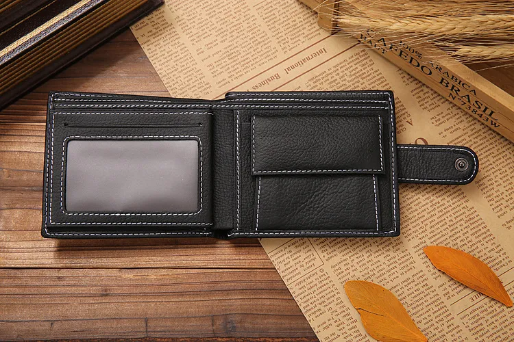 JINBAOLAI Leather Men Wallets Cow Leather Solid Sample Style Zipper Purse Man Card Horders Famous Brand High Quality Male Wallet