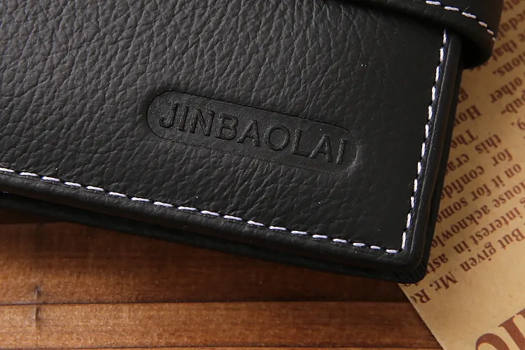 JINBAOLAI Leather Men Wallets Cow Leather Solid Sample Style Zipper Purse Man Card Horders Famous Brand High Quality Male Wallet