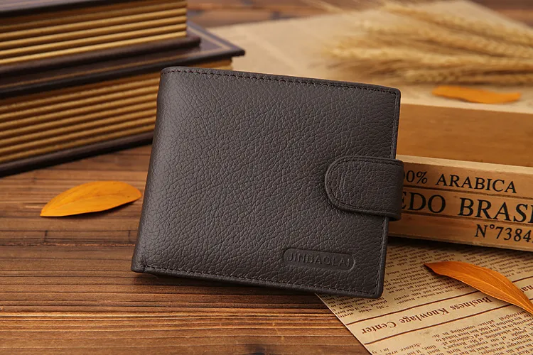 JINBAOLAI Leather Men Wallets Cow Leather Solid Sample Style Zipper Purse Man Card Horders Famous Brand High Quality Male Wallet