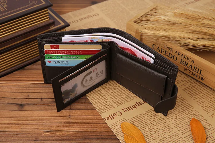 JINBAOLAI Leather Men Wallets Cow Leather Solid Sample Style Zipper Purse Man Card Horders Famous Brand High Quality Male Wallet