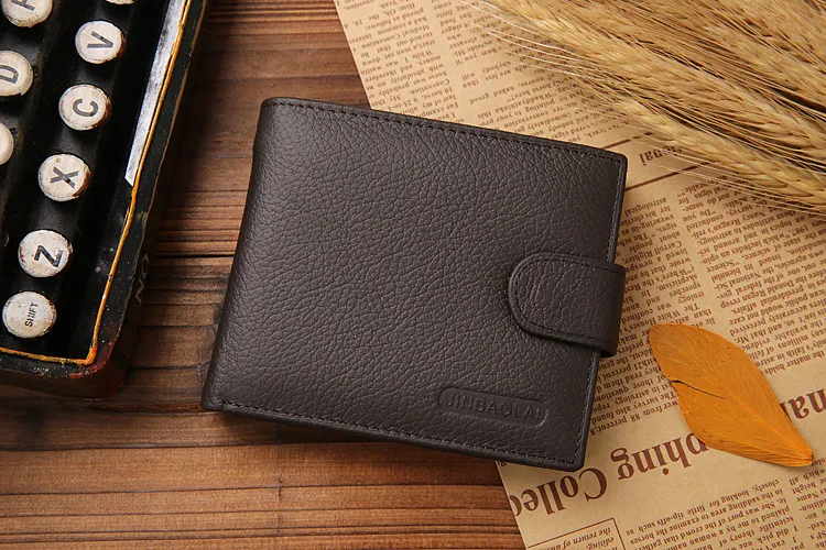 JINBAOLAI Leather Men Wallets Cow Leather Solid Sample Style Zipper Purse Man Card Horders Famous Brand High Quality Male Wallet