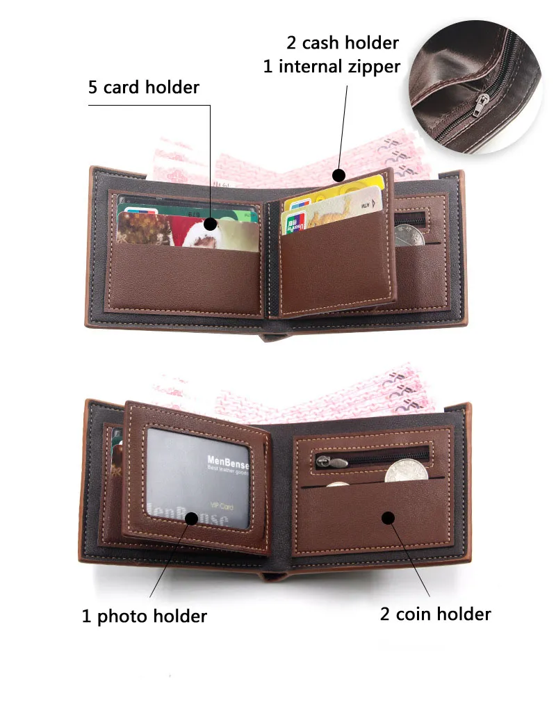 Short Men Wallets Slim Classic Coin Pocket Photo Holder Small Male Wallet Print Quality Card Holder Frosted Leather Men Purses