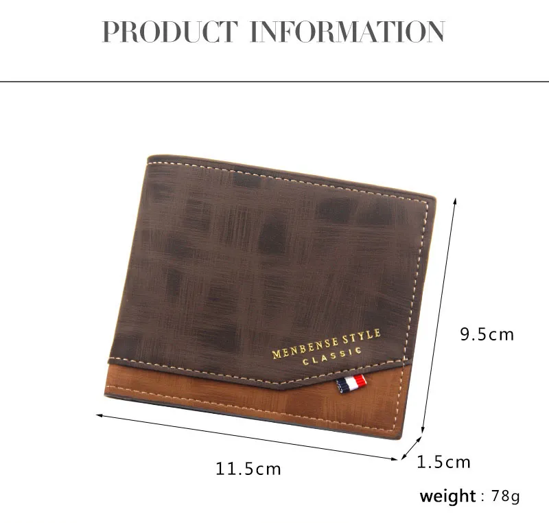 Short Men Wallets Slim Classic Coin Pocket Photo Holder Small Male Wallet Print Quality Card Holder Frosted Leather Men Purses