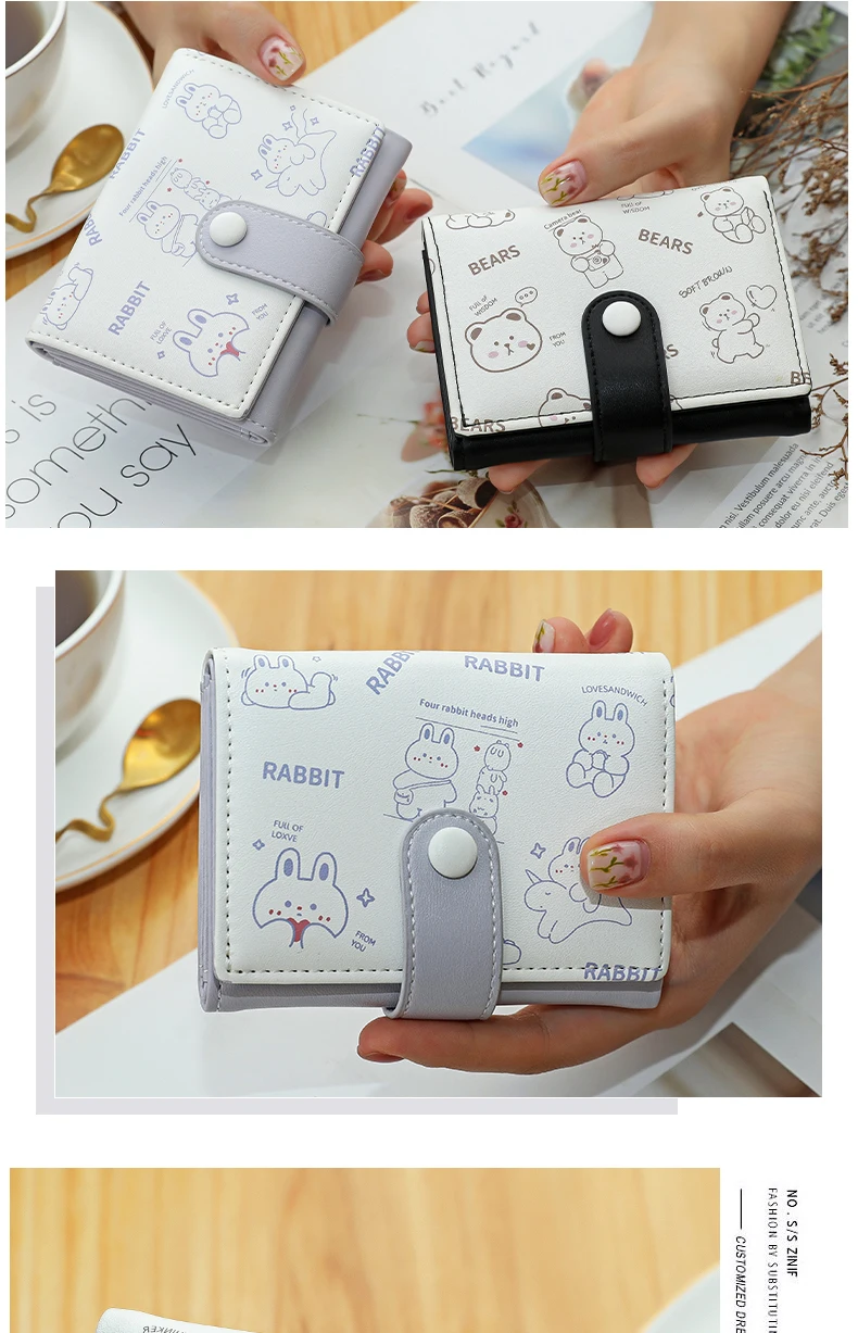 New Cute Bear Wallets for Women Small Hasp Girl Credit Card Holder for PU Leather Coin Purse Female Wallet Short