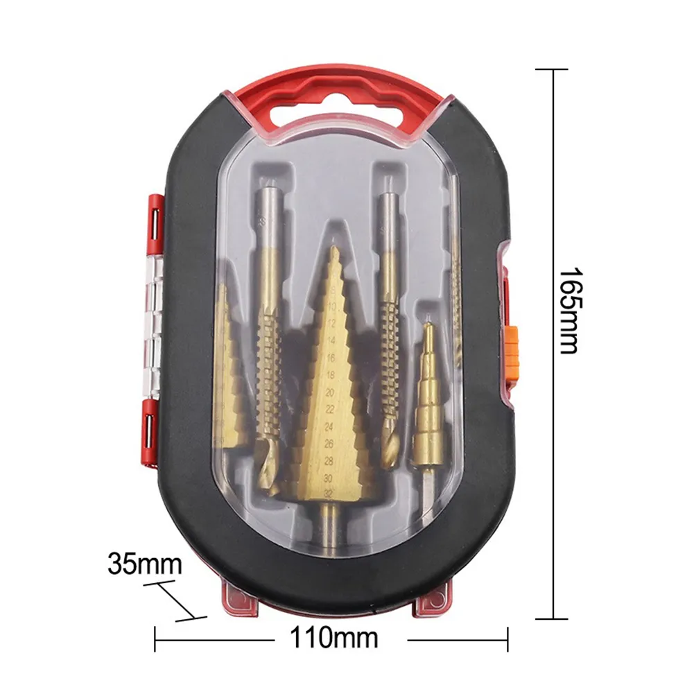 6Pcs Step Drill Bit Saw Drill Bit Set Titanium Milling Cutter 4-12 4-20 4-32mm 3 6 8mm For Woodworking Metal Core Hole Opener