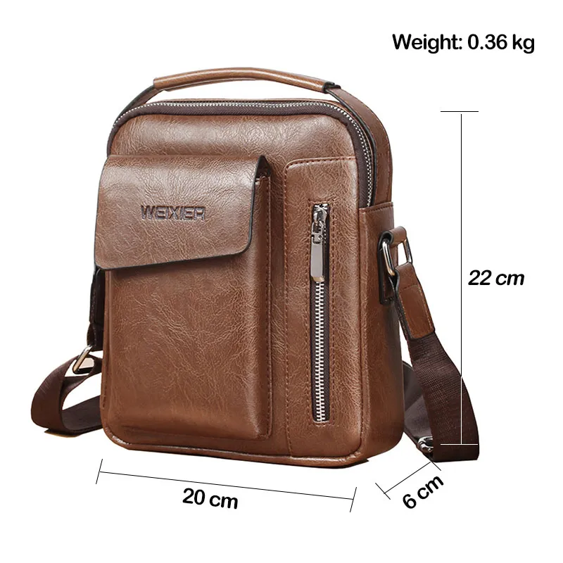 WEIXIER Men Shoulder Bags Crossbody Bag Multi-function Men's Handbags Capacity PU Leather Bag For Male Messenger Bags Tote Bag