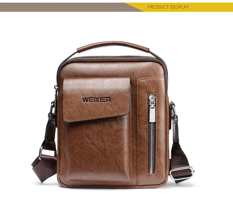 WEIXIER Men Shoulder Bags Crossbody Bag Multi-function Men's Handbags Capacity PU Leather Bag For Male Messenger Bags Tote Bag