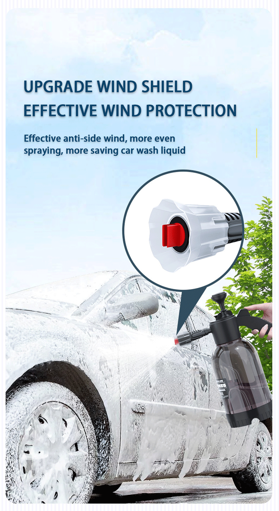 SEAMETAL 2L Hand Pump Foam Sprayer Pneumatic Washer Foam Snow Foam High Pressure Car Wash Spray Bottle for Car Home Cleaning