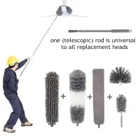 Extendable Window Glass Cleaning Household Tool High Building Retractable Pole Washing Dust Cleaner Brush Dry Wet Scraper Wiper