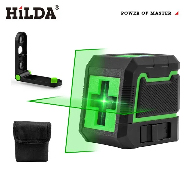 HILDA 2 Lines Laser Level Self-Leveling Horizontal And Vertical Cross Super Powerful Green Laser Beam Line