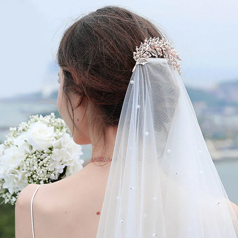 Silver Color Flower Hair Comb Clip Girls Handmade Alloy Pearl Hairpin Bridal Tiaras Wedding Hair Accessory Crystal Hair Jewelry