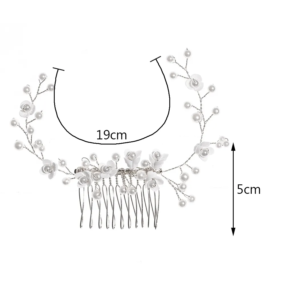 Silver Color Flower Hair Comb Clip Girls Handmade Alloy Pearl Hairpin Bridal Tiaras Wedding Hair Accessory Crystal Hair Jewelry