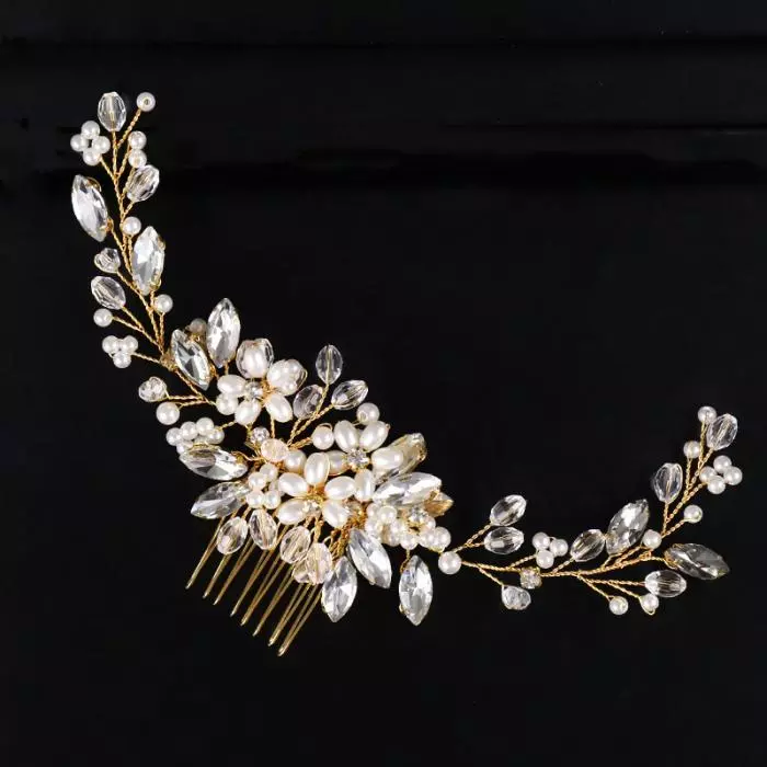 Trendy Tiara Wedding Hair Comb Flower Bridal Hairpins Pearl Rhinestone Head Jewelry Lady Wedding Hair Accessories Marrige bijoux