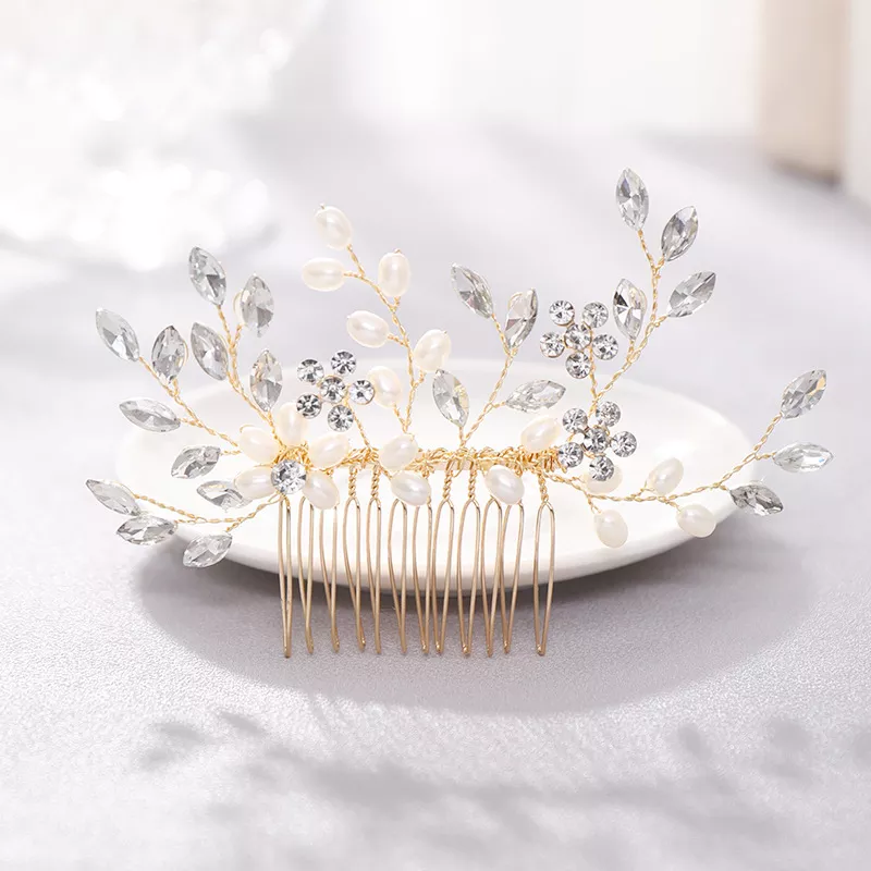 Trendy Tiara Wedding Hair Comb Flower Bridal Hairpins Pearl Rhinestone Head Jewelry Lady Wedding Hair Accessories Marrige bijoux