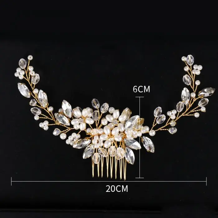 Trendy Tiara Wedding Hair Comb Flower Bridal Hairpins Pearl Rhinestone Head Jewelry Lady Wedding Hair Accessories Marrige bijoux