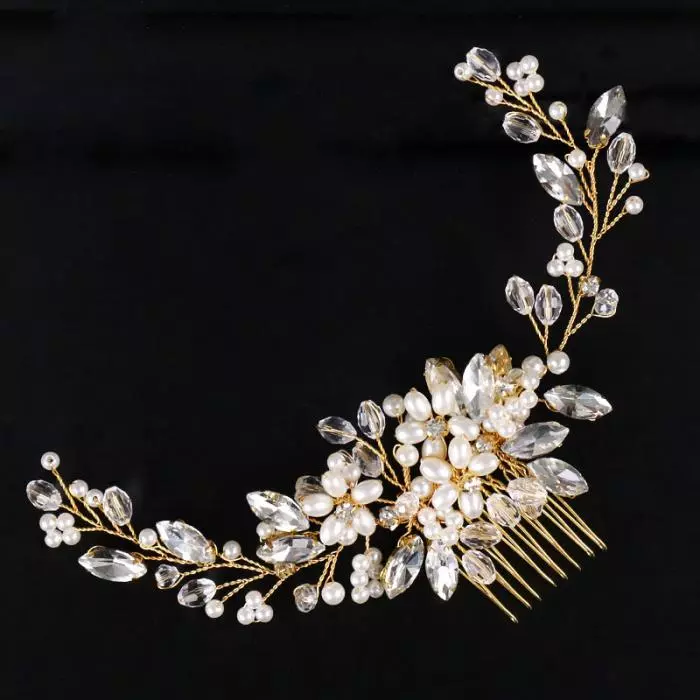 Trendy Tiara Wedding Hair Comb Flower Bridal Hairpins Pearl Rhinestone Head Jewelry Lady Wedding Hair Accessories Marrige bijoux