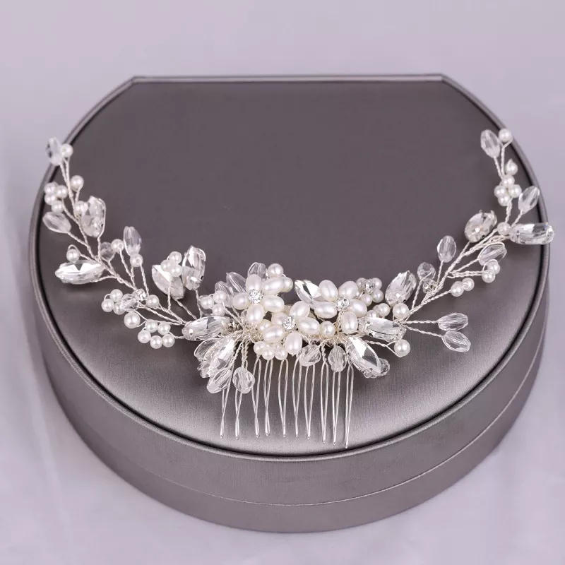 Trendy Tiara Wedding Hair Comb Flower Bridal Hairpins Pearl Rhinestone Head Jewelry Lady Wedding Hair Accessories Marrige bijoux