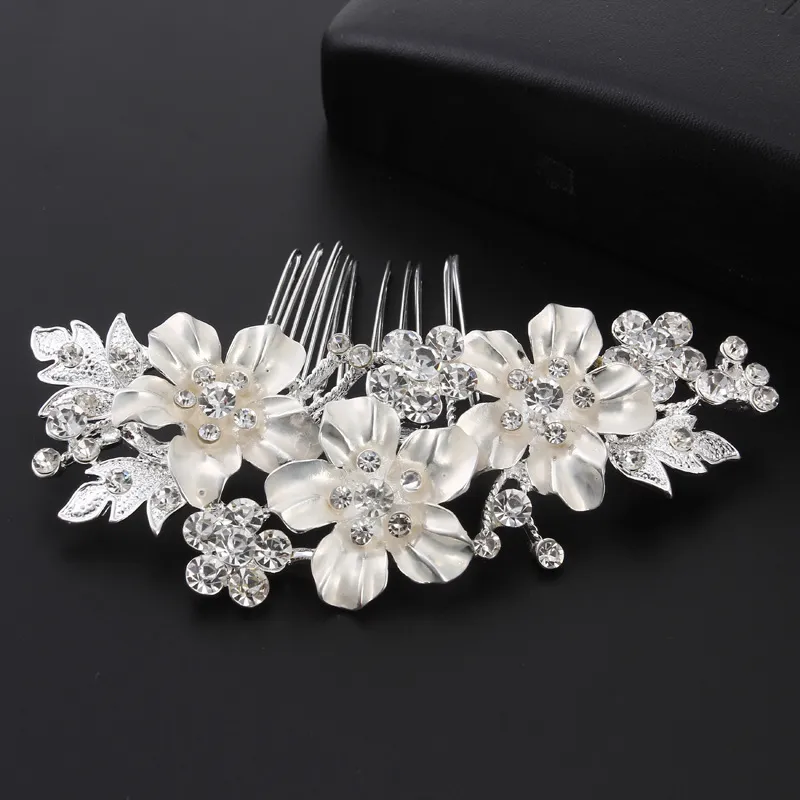 Trendy Tiara Wedding Hair Comb Flower Bridal Hairpins Pearl Rhinestone Head Jewelry Lady Wedding Hair Accessories Marrige bijoux