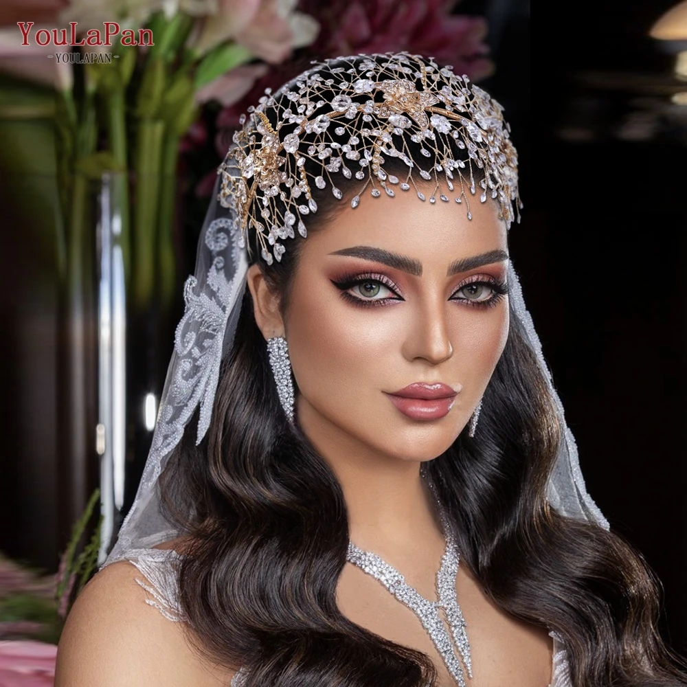 YouLaPan HP240 Luxury Bridal Crown Wedding Hair Accessories Bridal Tiara and Headdress Rhinestone Headband for Women Headpiece