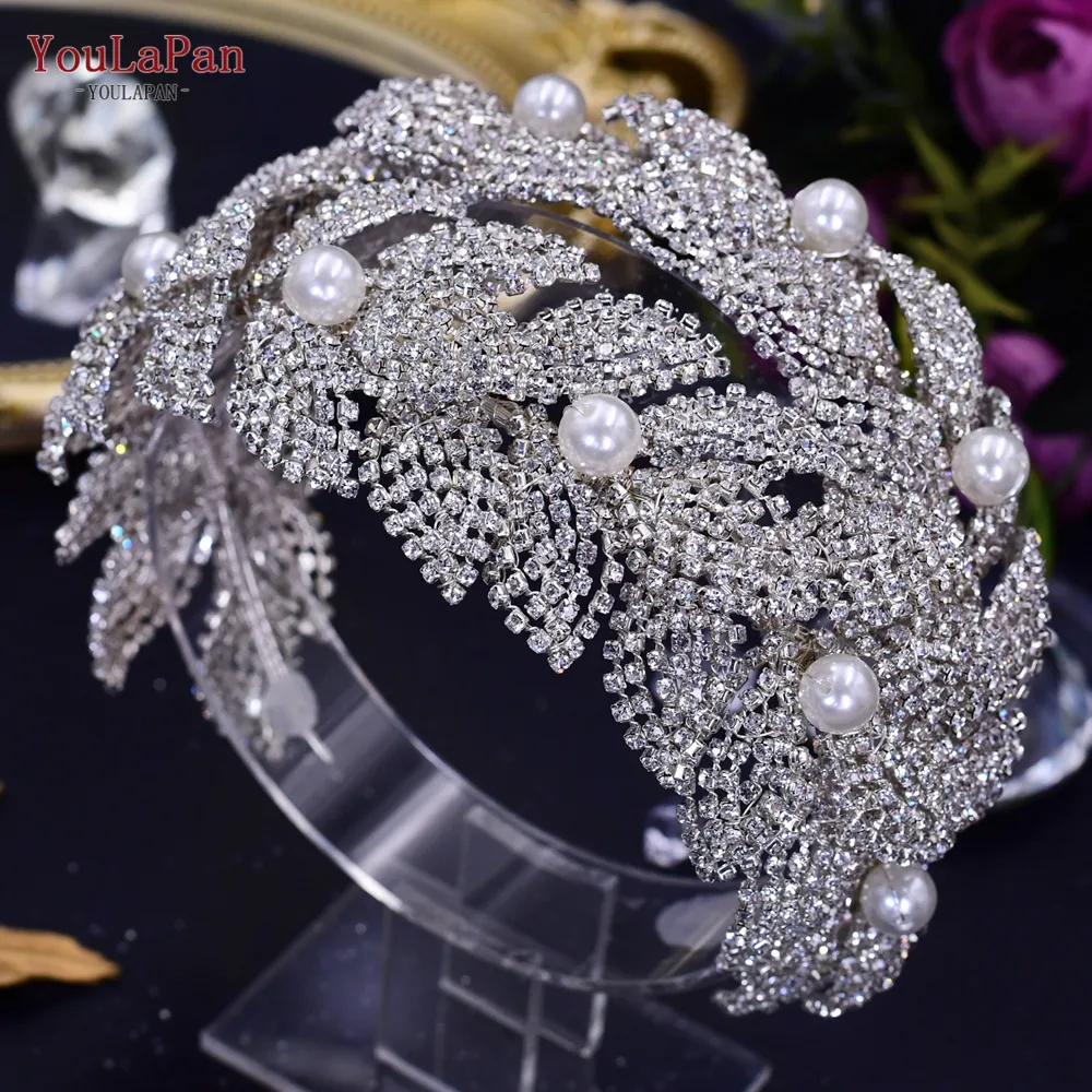 YouLaPan HP240 Luxury Bridal Crown Wedding Hair Accessories Bridal Tiara and Headdress Rhinestone Headband for Women Headpiece