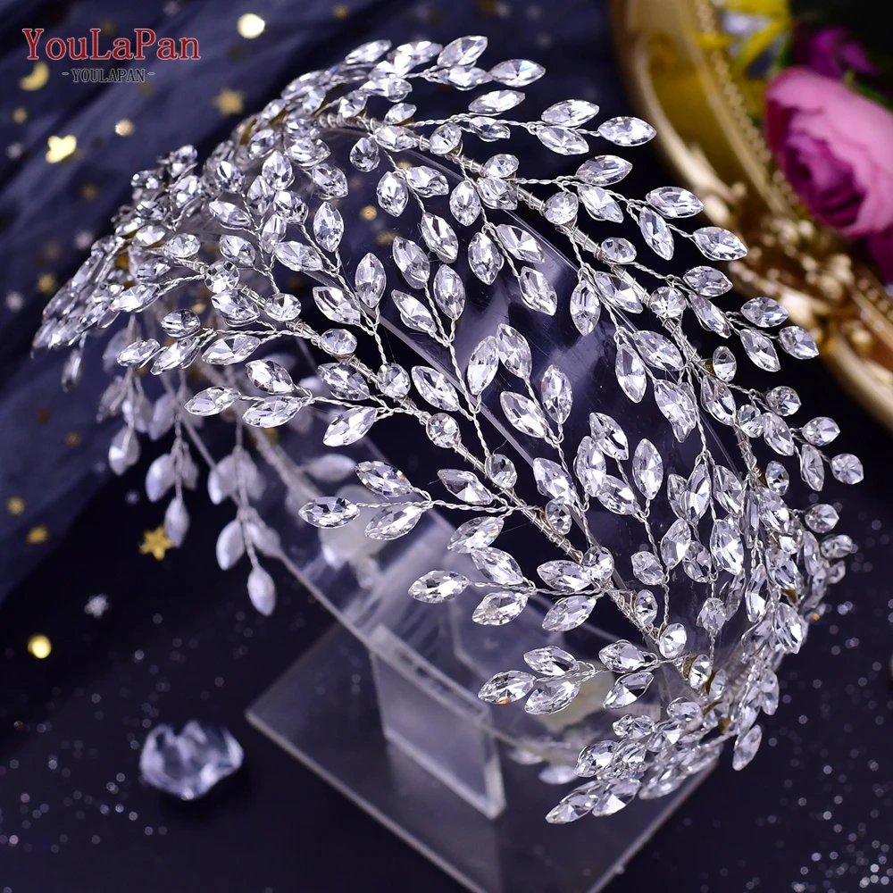 YouLaPan HP240 Luxury Bridal Crown Wedding Hair Accessories Bridal Tiara and Headdress Rhinestone Headband for Women Headpiece