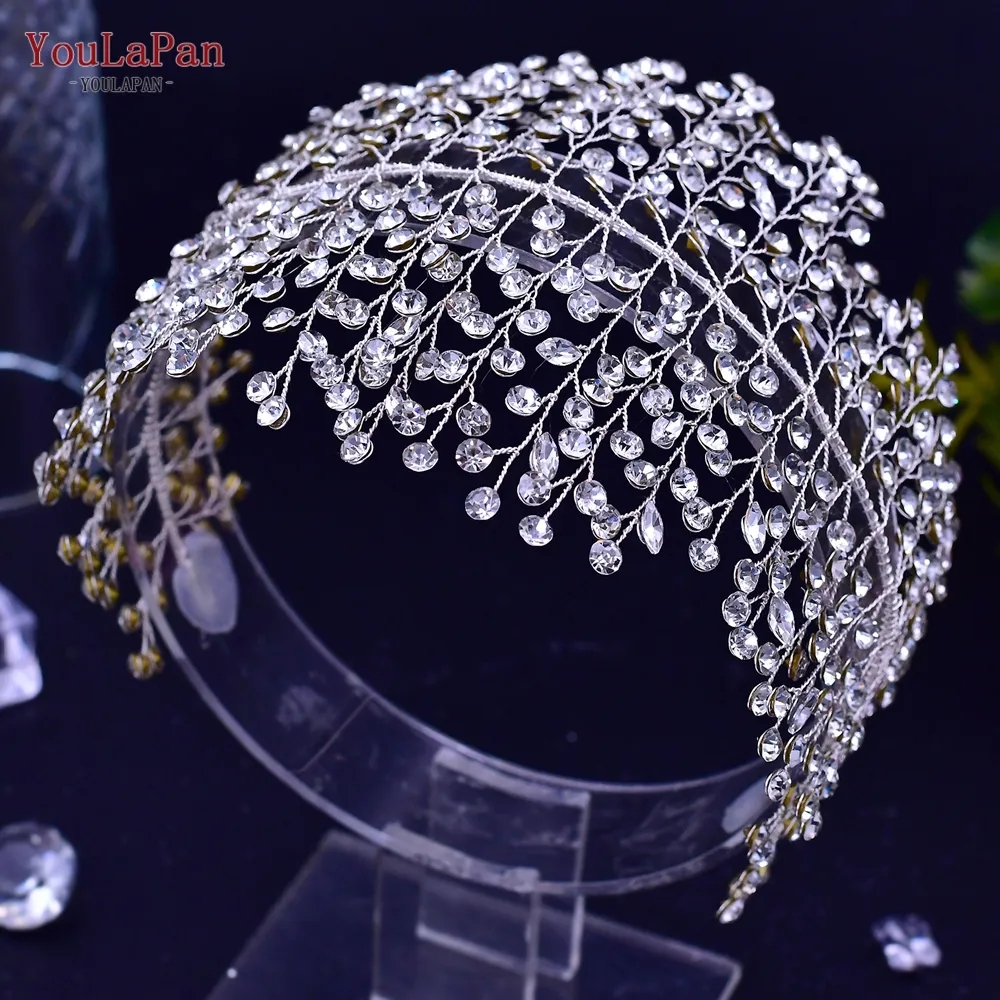 YouLaPan HP240 Luxury Bridal Crown Wedding Hair Accessories Bridal Tiara and Headdress Rhinestone Headband for Women Headpiece