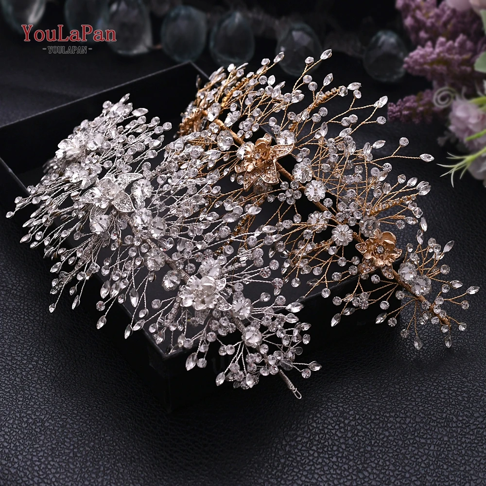 YouLaPan HP240 Luxury Bridal Crown Wedding Hair Accessories Bridal Tiara and Headdress Rhinestone Headband for Women Headpiece