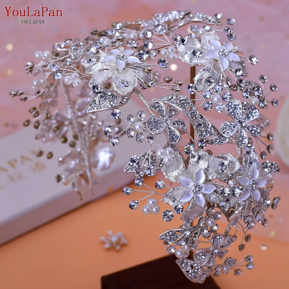 YouLaPan HP240 Luxury Bridal Crown Wedding Hair Accessories Bridal Tiara and Headdress Rhinestone Headband for Women Headpiece