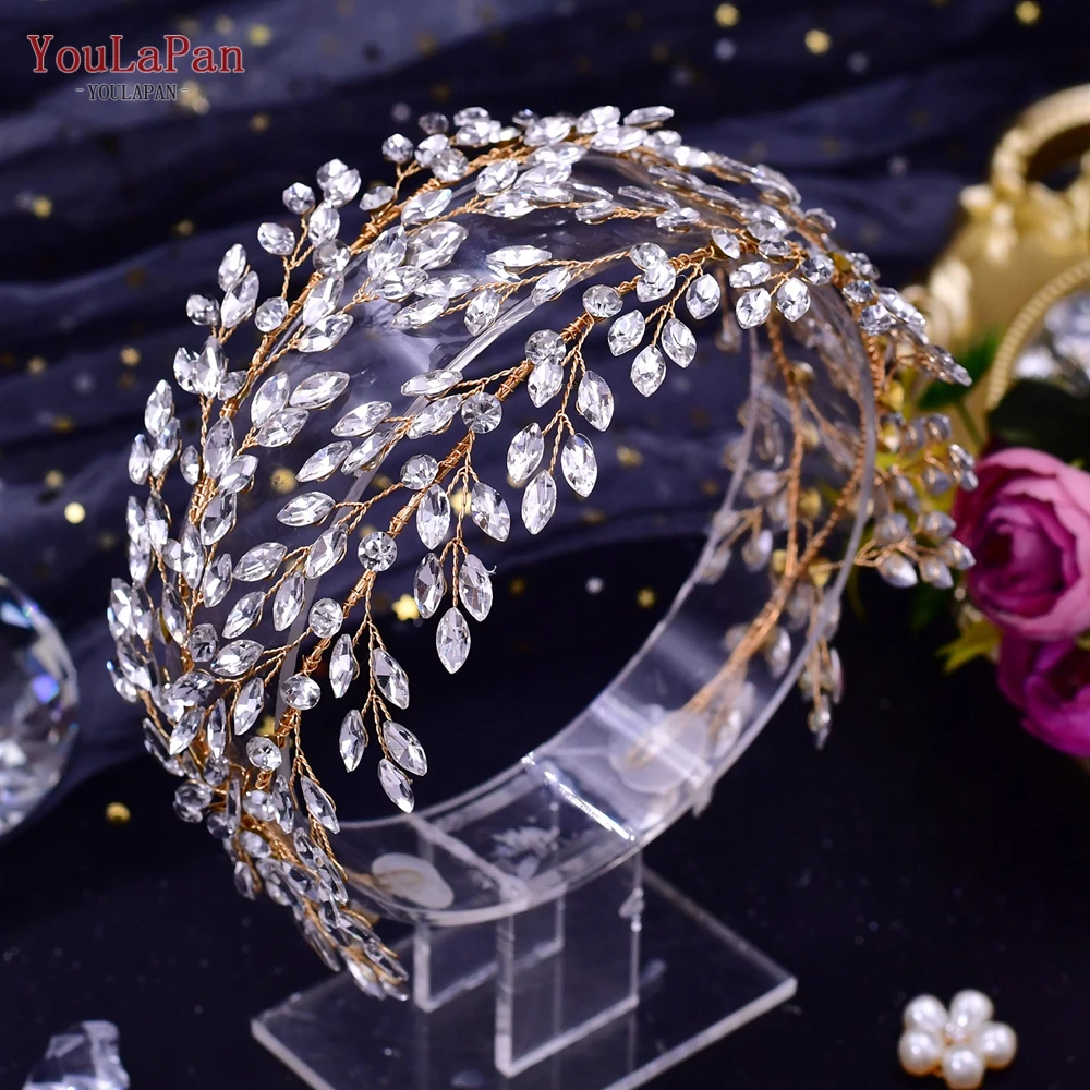 YouLaPan HP240 Luxury Bridal Crown Wedding Hair Accessories Bridal Tiara and Headdress Rhinestone Headband for Women Headpiece