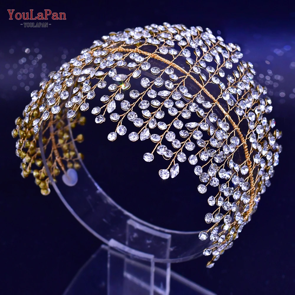 YouLaPan HP240 Luxury Bridal Crown Wedding Hair Accessories Bridal Tiara and Headdress Rhinestone Headband for Women Headpiece