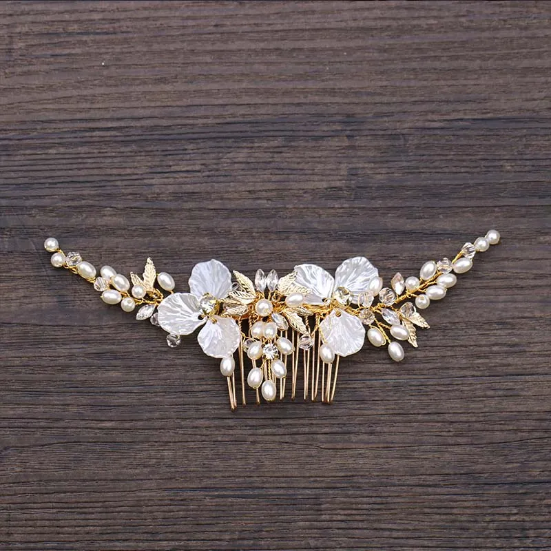 Wedding Hair Accessories Flower Hair Clips Hairpin Crystal Bride Headdress for Women Faux Pearl Barrettes Hair Combs Hair Decor