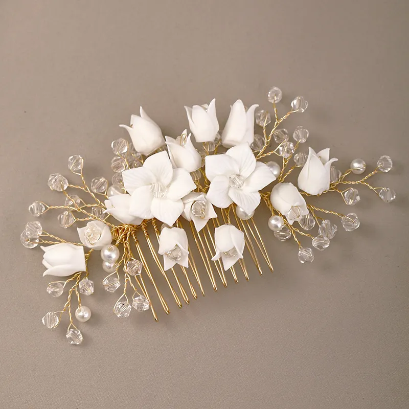 Wedding Hair Accessories Flower Hair Clips Hairpin Crystal Bride Headdress for Women Faux Pearl Barrettes Hair Combs Hair Decor