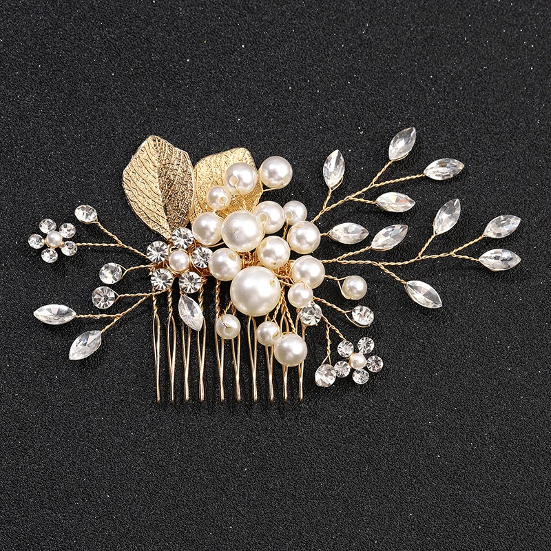 Wedding Hair Accessories Flower Hair Clips Hairpin Crystal Bride Headdress for Women Faux Pearl Barrettes Hair Combs Hair Decor