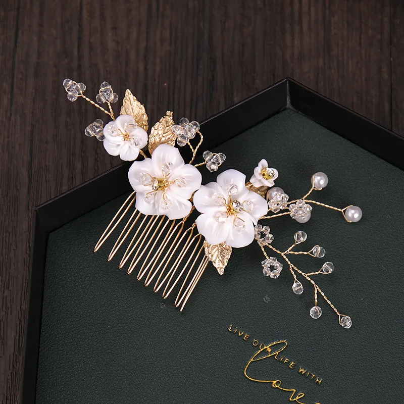 Wedding Hair Accessories Flower Hair Clips Hairpin Crystal Bride Headdress for Women Faux Pearl Barrettes Hair Combs Hair Decor