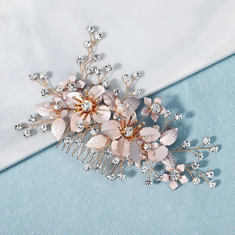 Wedding Hair Accessories Flower Hair Clips Hairpin Crystal Bride Headdress for Women Faux Pearl Barrettes Hair Combs Hair Decor