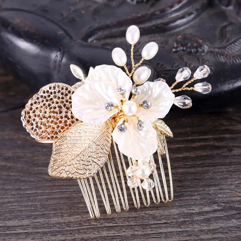 Wedding Hair Accessories Flower Hair Clips Hairpin Crystal Bride Headdress for Women Faux Pearl Barrettes Hair Combs Hair Decor