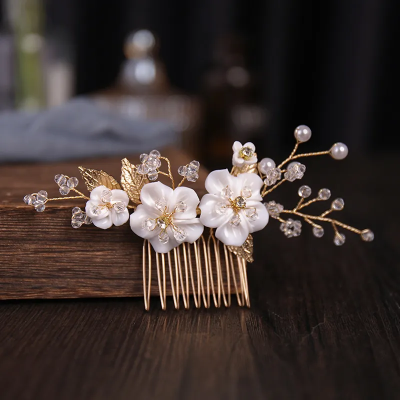 Wedding Hair Accessories Flower Hair Clips Hairpin Crystal Bride Headdress for Women Faux Pearl Barrettes Hair Combs Hair Decor