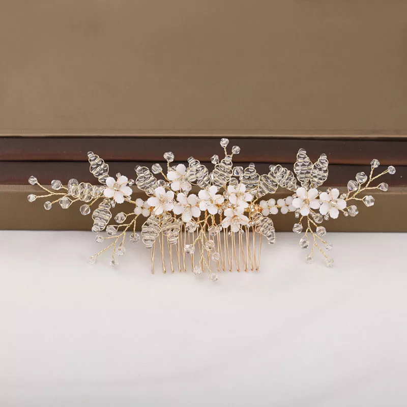 Wedding Hair Accessories Flower Hair Clips Hairpin Crystal Bride Headdress for Women Faux Pearl Barrettes Hair Combs Hair Decor