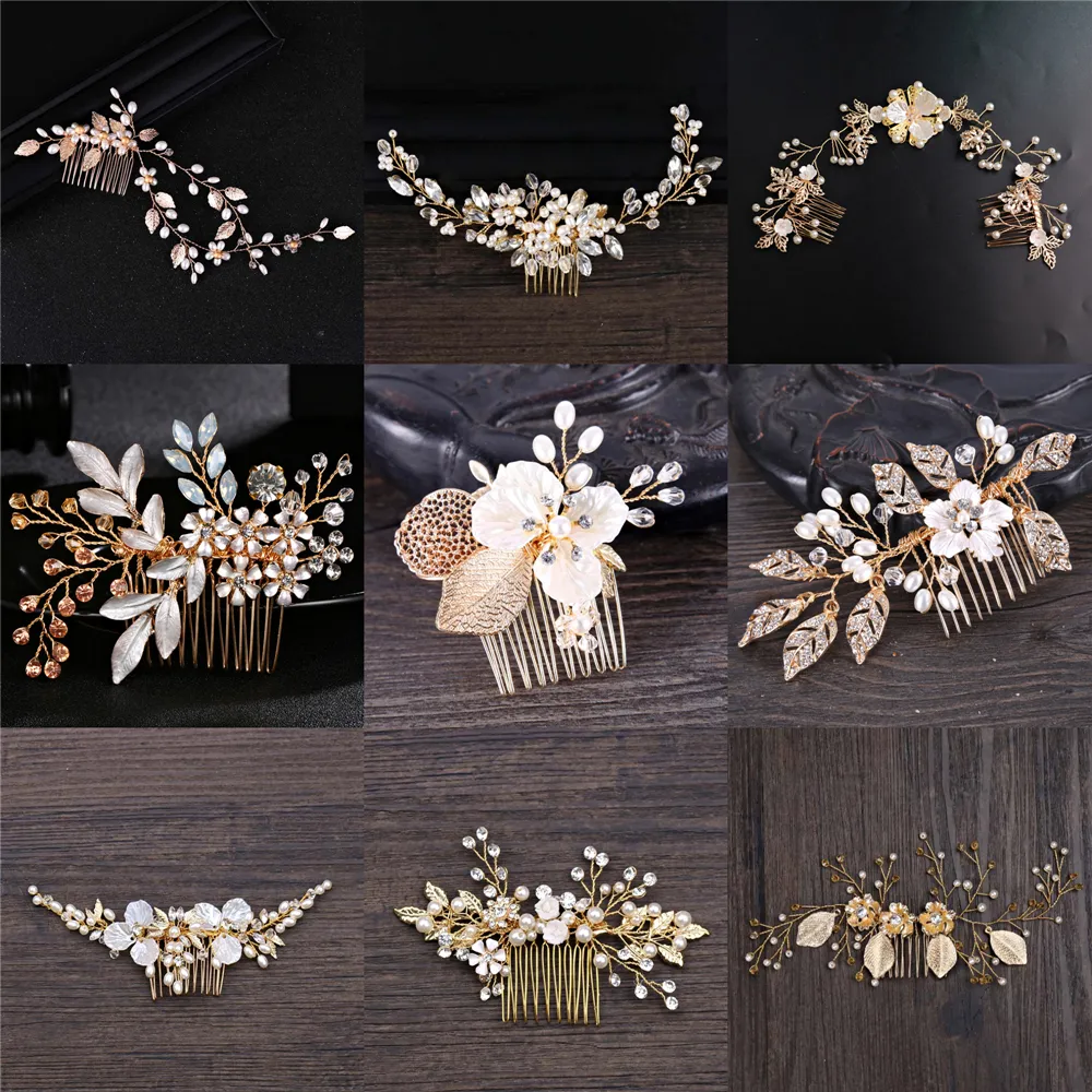 Wedding Hair Accessories Flower Hair Clips Hairpin Crystal Bride Headdress for Women Faux Pearl Barrettes Hair Combs Hair Decor