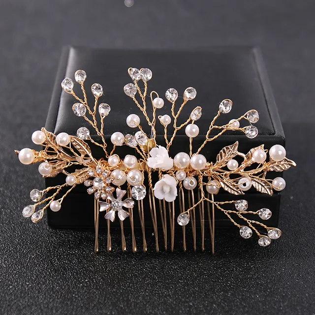 Wedding Hair Accessories Flower Hair Clips Hairpin Crystal Bride Headdress for Women Faux Pearl Barrettes Hair Combs Hair Decor