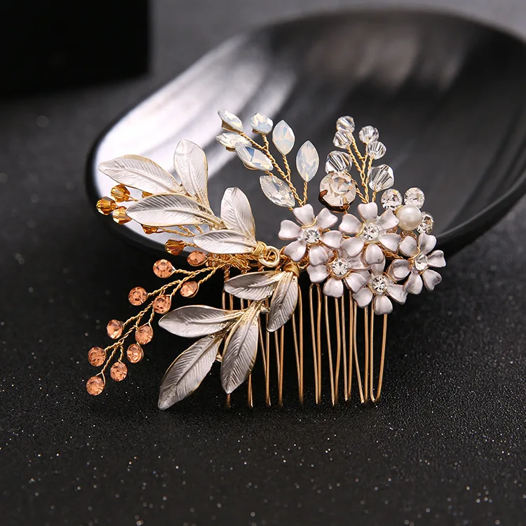 Wedding Hair Accessories Flower Hair Clips Hairpin Crystal Bride Headdress for Women Faux Pearl Barrettes Hair Combs Hair Decor