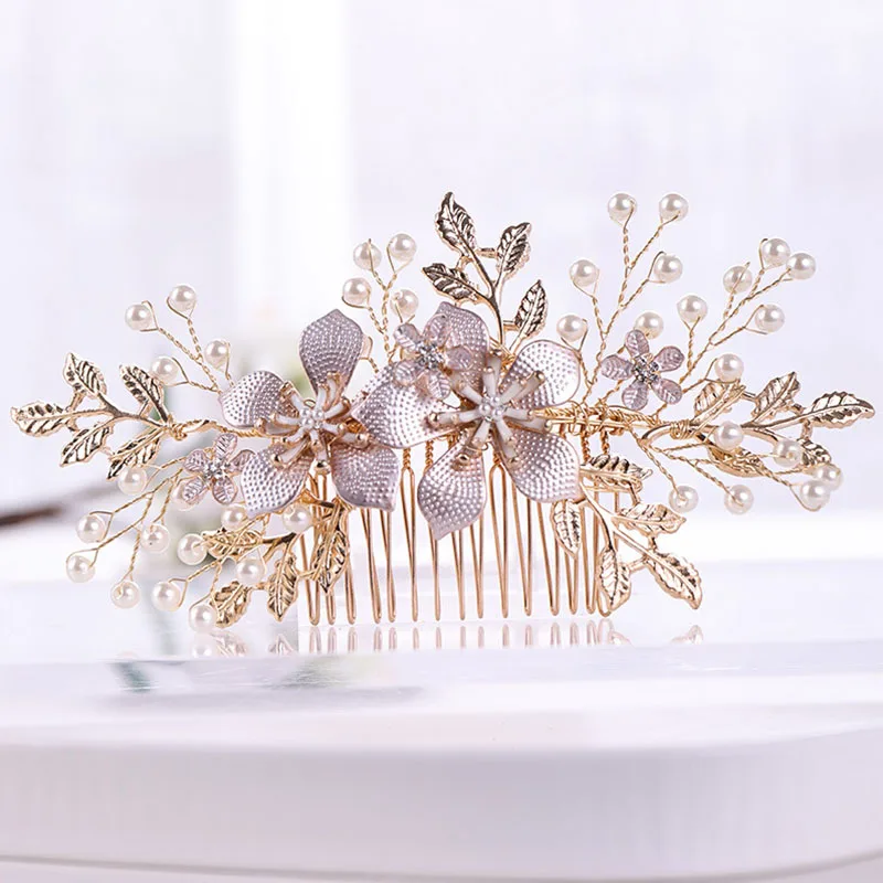 Wedding Hair Accessories Flower Hair Clips Hairpin Crystal Bride Headdress for Women Faux Pearl Barrettes Hair Combs Hair Decor