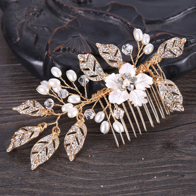 Wedding Hair Accessories Flower Hair Clips Hairpin Crystal Bride Headdress for Women Faux Pearl Barrettes Hair Combs Hair Decor