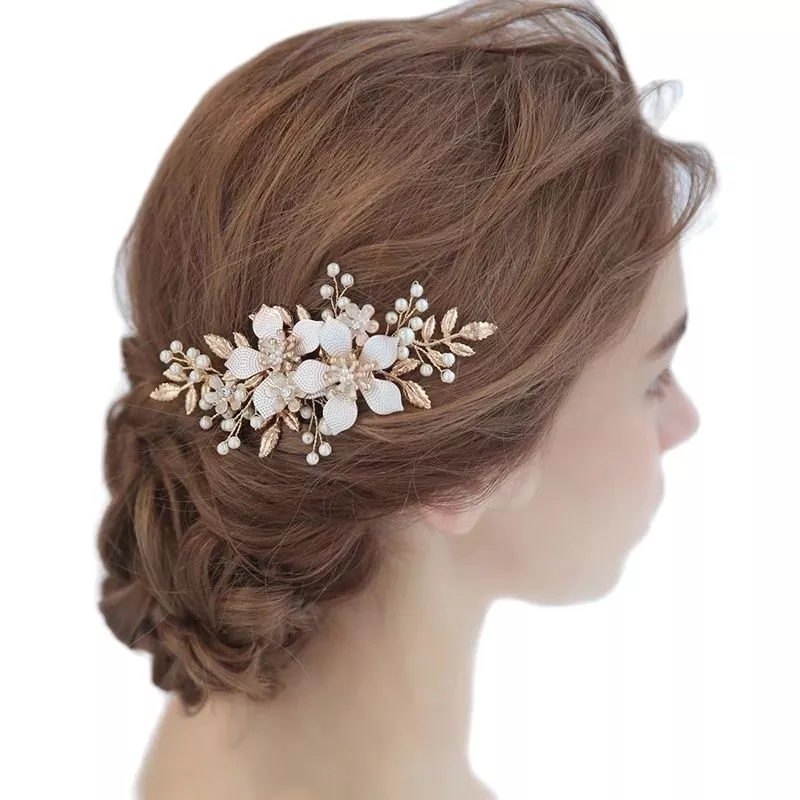 Wedding Hair Accessories Flower Hair Clips Hairpin Crystal Bride Headdress for Women Faux Pearl Barrettes Hair Combs Hair Decor