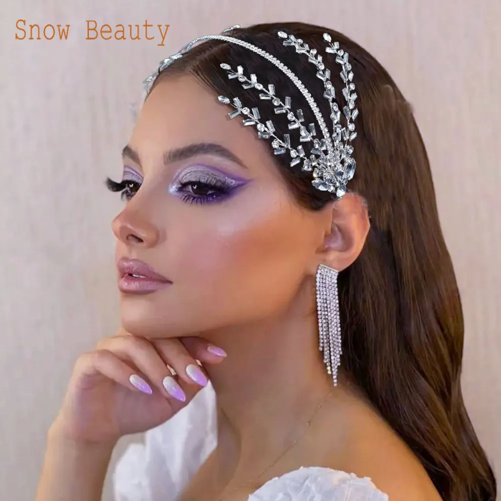 DZ030 Luxury Rhinestone Wedding Headband Bridal Headpieces Hair Accessories for Brides Women and Girls Bridesmaids Headdress