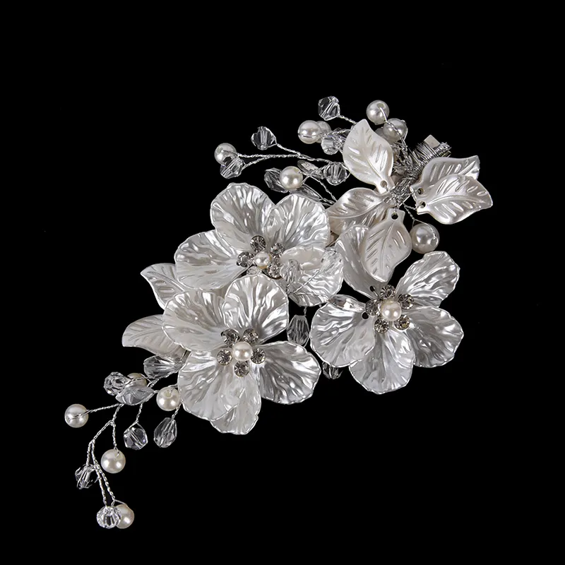 Bridal Crystal Pearl Flower Hair Clip Floral Style Barrette Bride Hair Jewelry Bridesmaid Wedding Hair Accessories