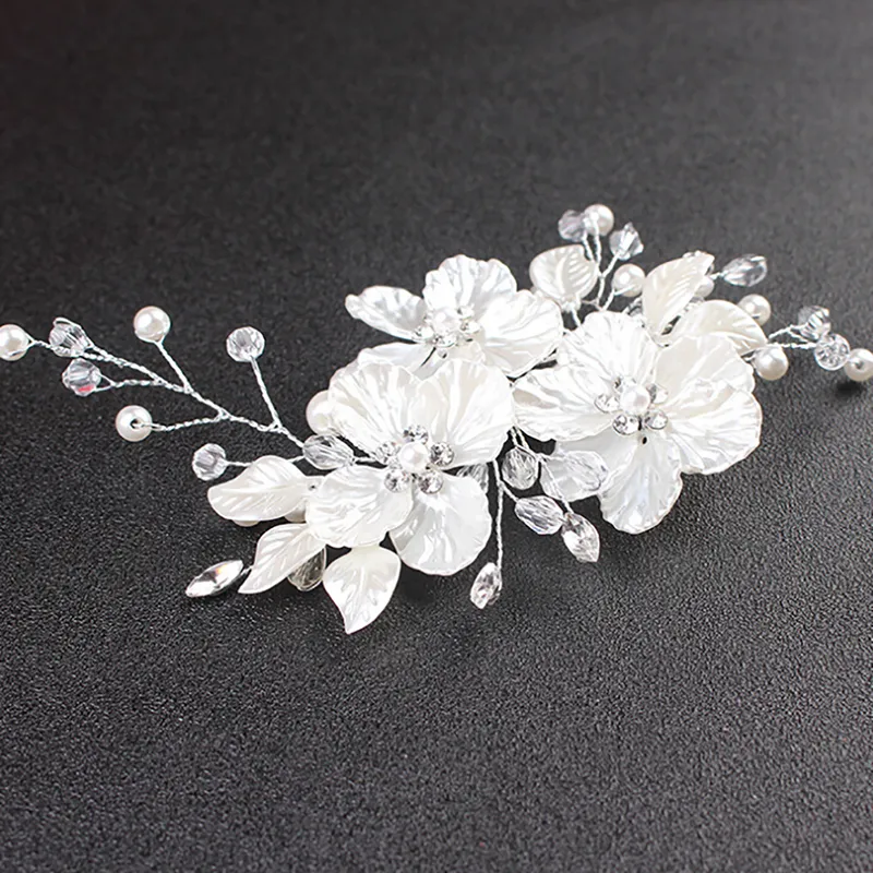 Bridal Crystal Pearl Flower Hair Clip Floral Style Barrette Bride Hair Jewelry Bridesmaid Wedding Hair Accessories