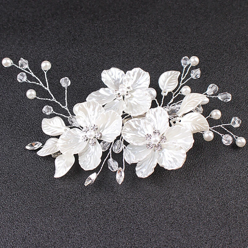 Bridal Crystal Pearl Flower Hair Clip Floral Style Barrette Bride Hair Jewelry Bridesmaid Wedding Hair Accessories